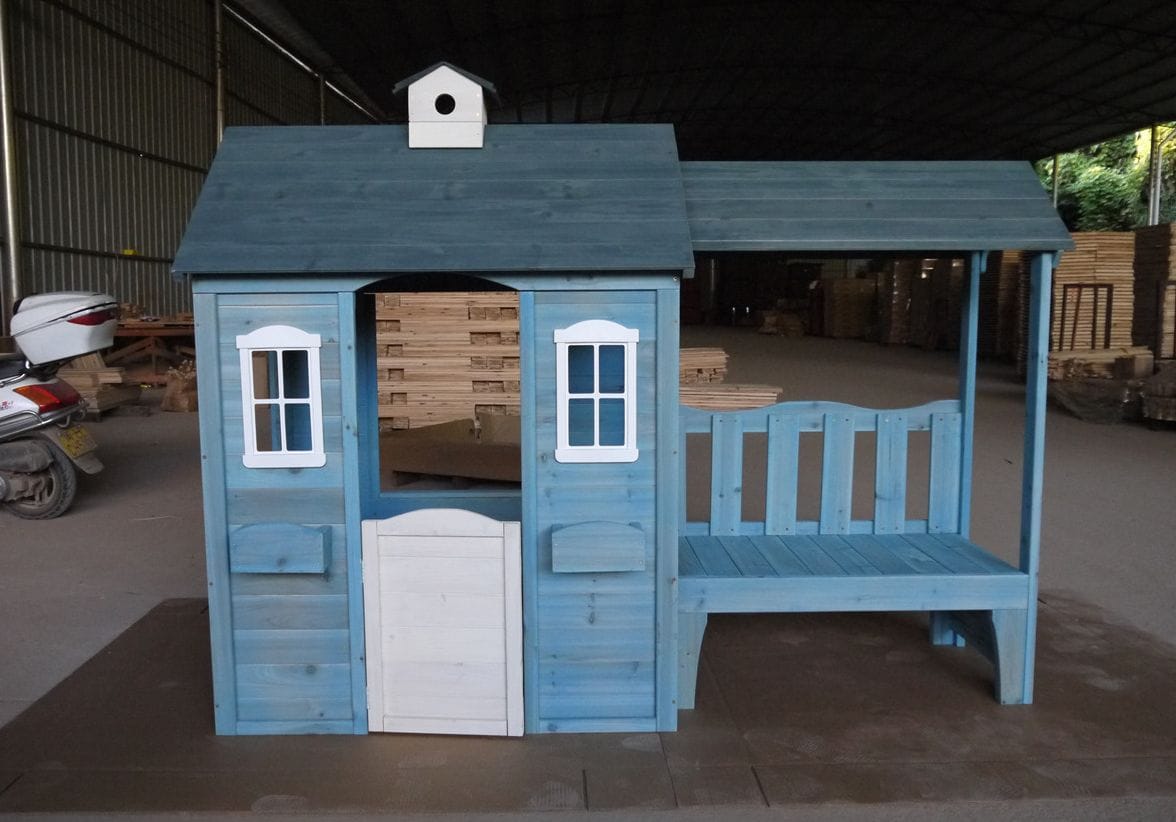 Wooden Playhouse for Kids – Outdoor Toy with Door, Windows, Bench & Accessories – Size: 204×93×173 cm - Image 4