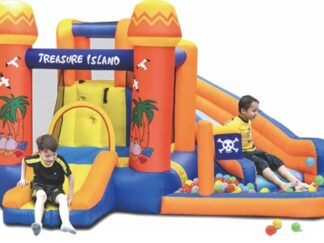 Inflatable Air Bouncer Treasure Island with Pool - Weight Capacity: 200 kg - Size: 340×330×195 cm