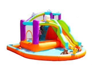 Inflatable Water Slide & Obstacle Course - Heavy-Duty - Size: 389×365×238 cm