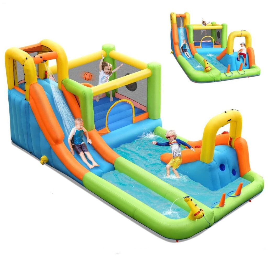 Inflatable Water Slide & Obstacle Course - Heavy-Duty - Size: 504×295×217 cm