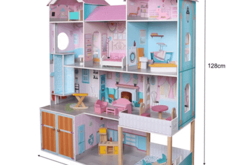 Wooden Dollhouse for Kids - 120×30×167 cm