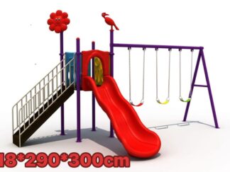 Outdoor Playground Toy – Single Slide & 3 Swings – All-in-One Play Set – Size 518x290x300 cm