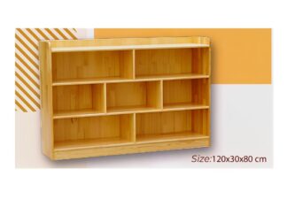 Wooden 7 Compartment Storage Cabinet Organizer Kids 3 Tier Wood Bookshelf School Storage Shelf Classroom Furniture for Kids Natural. Size: 120 X 30 X 80 cm