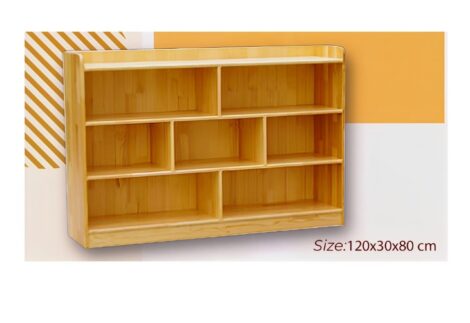 Wooden 7 Compartment Storage Cabinet Organizer Kids 3 Tier Wood Bookshelf School Storage Shelf Classroom Furniture for Kids Natural. Size: 120 X 30 X 80 cm