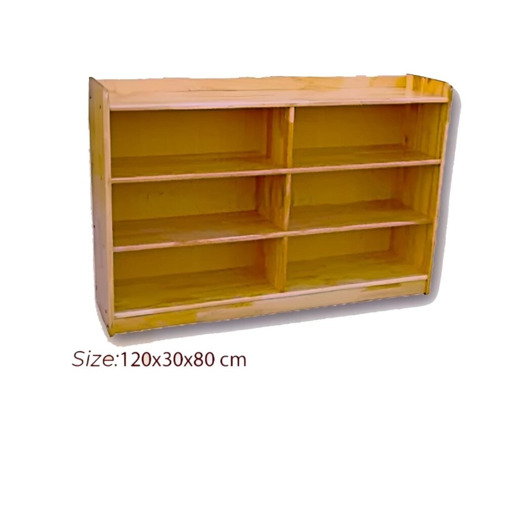 Wooden 6 Compartment Storage Cabinet Organizer Kids 3 Tier Wood Bookshelf School Storage Shelf Classroom Furniture for Kids Natural.120 X 30 X 80 cm