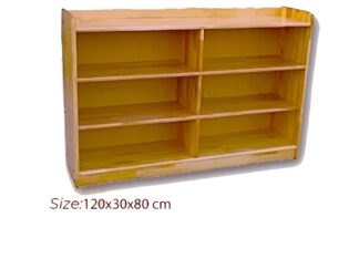 Wooden 6 Compartment Storage Cabinet Organizer Kids 3 Tier Wood Bookshelf School Storage Shelf Classroom Furniture for Kids Natural.120 X 30 X 80 cm