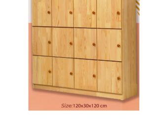andard Kids Bookshelf in Natural with Cabinet Knobs and 9 Doors. Size: 120 X 30 X 120 cm