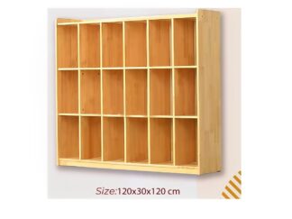 Wooden Freestanding / Wall Mounted 12 Compartment Shadow Box / Display Shelf Shelving Unit. Size: 120 X 30 X 120 cm
