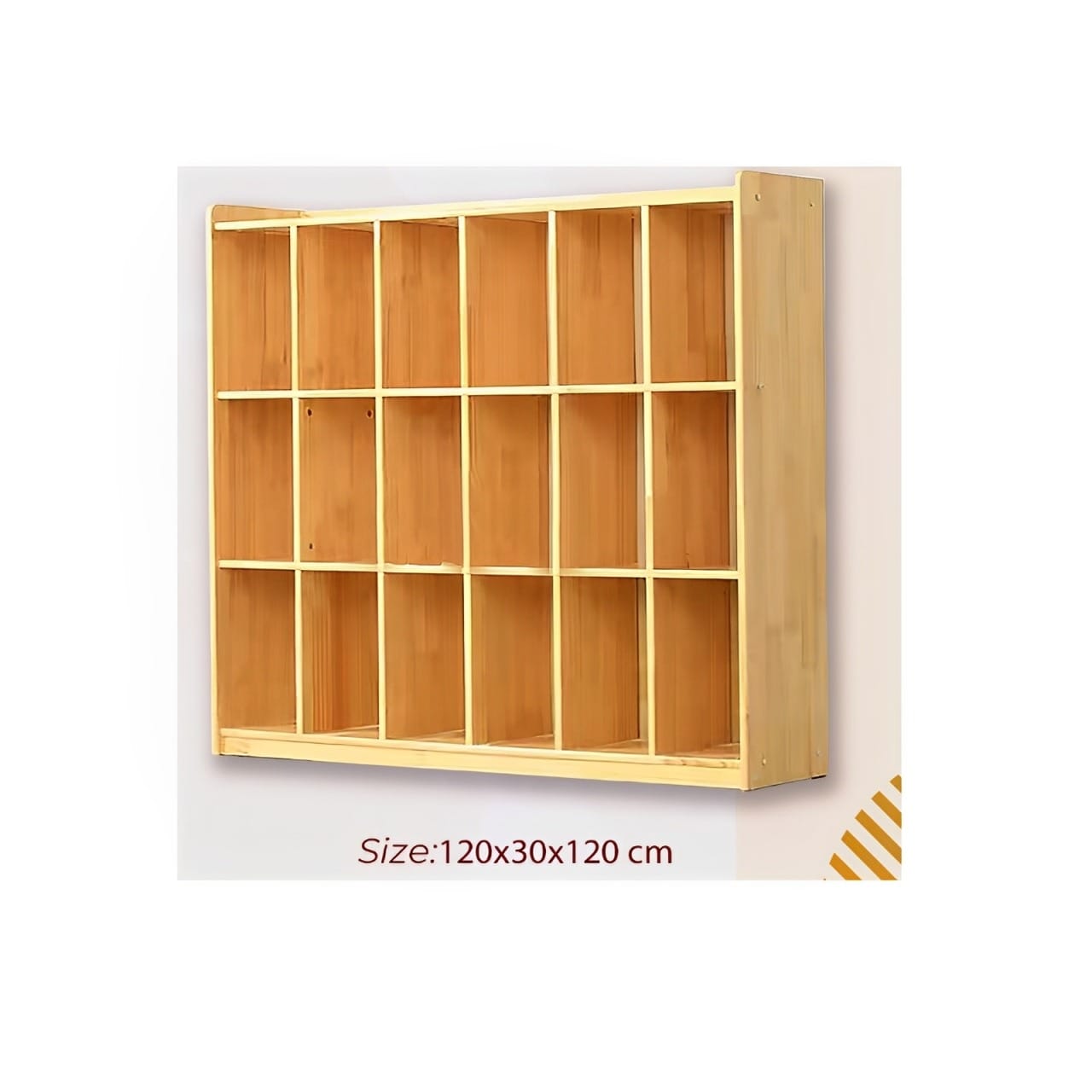 Wooden Freestanding / Wall Mounted 12 Compartment Shadow Box / Display Shelf Shelving Unit. Size: 120 X 30 X 120 cm