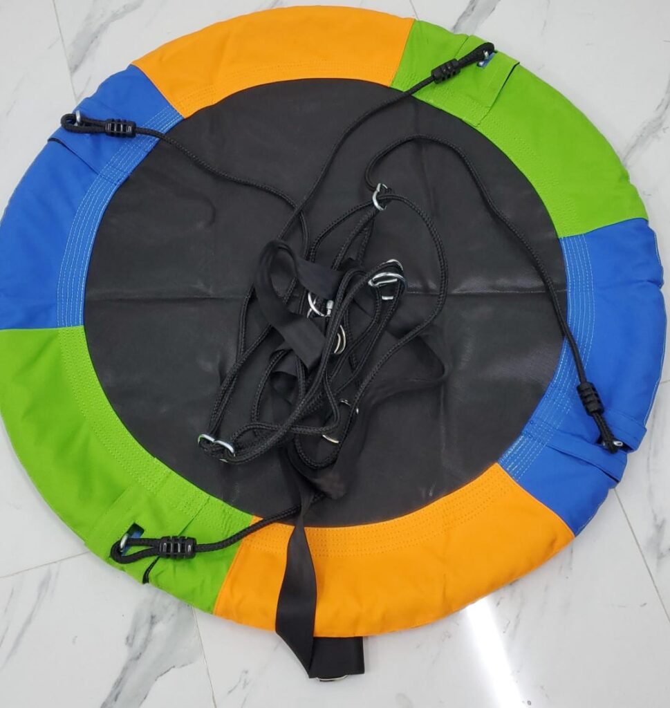 Round Swing Seat with Steel Frame & Carabiner – 100 cm