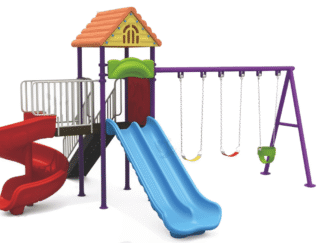Outdoor Playground Toy – 3 Slides & 3 Swings – Balanced Activity Set – Size 545x425x305 cm