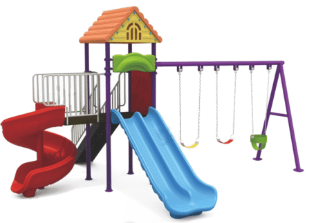 Outdoor Playground Toy – 3 Slides & 3 Swings – Balanced Activity Set – Size 545x425x305 cm