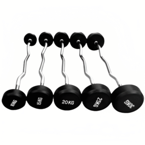 APEX FIXED CURL RUBBER COATED BARBELL 20KG