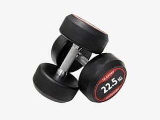 TASport Deluxe  Round Rubber Black Dumbbells -25KG x2