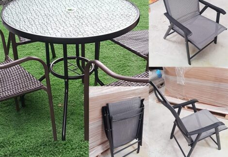 Outdoor Furniture round Table And 4 foldable chairs Chairs