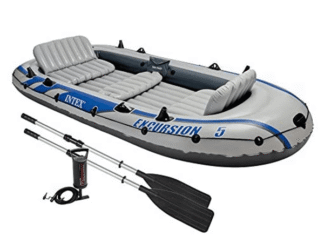 Inflatable Swimming Boat – Excursion 5 Boat Set by Intex – 5-Person Capacity with Oars & Pump