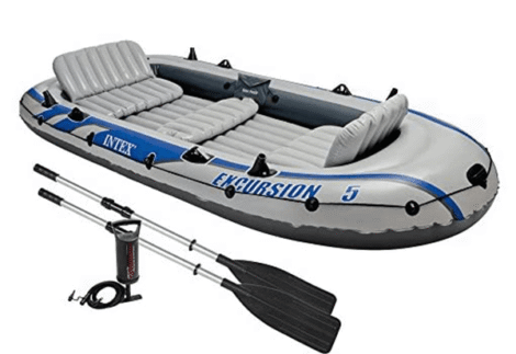 Inflatable Swimming Boat – Excursion 5 Boat Set by Intex – 5-Person Capacity with Oars & Pump