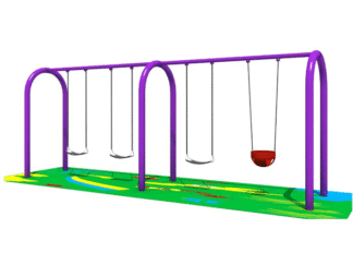 Outdoor Playground Metal Swing Set – 4 Seats – Size: 427×107×220 cm