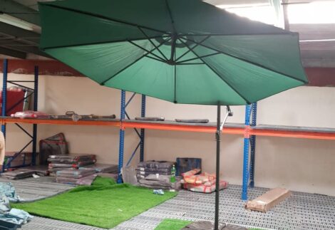 Outdoor furniture Aluminum, green, UV-Protection Parachute with four Pieces Fan Shaped base - 3 Meter-