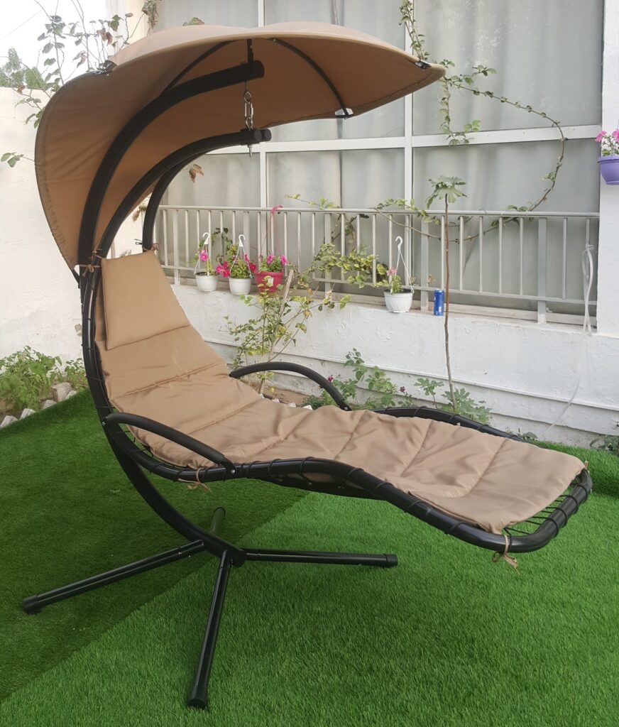 Garden Metal Swing chair Hanging swing bed with cushion Stand cover Air Porch Swing Hammock Chair with Canopy
