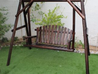 Outdoor Swing Chair Wooden Hanging, Garden Rocking Backyard Furniture Swings with Stand Lounger ArmChair
