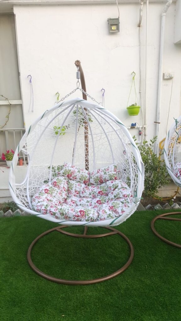 Hanging Indoor Outdoor furniture Patio Rattan Lounge Chair for 2 Person with Steel Frame Stand, UV Resistant Washable Cushions for Garden Backyard Deck Sunroom with armrests. - 95x100x200cm