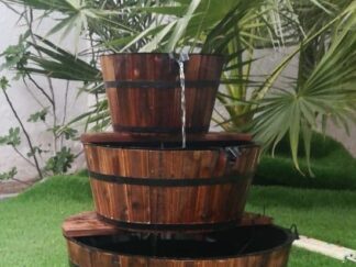 Outdoor wooden water pumps well waterfall cascading barrel garden terrace (3 pieces)