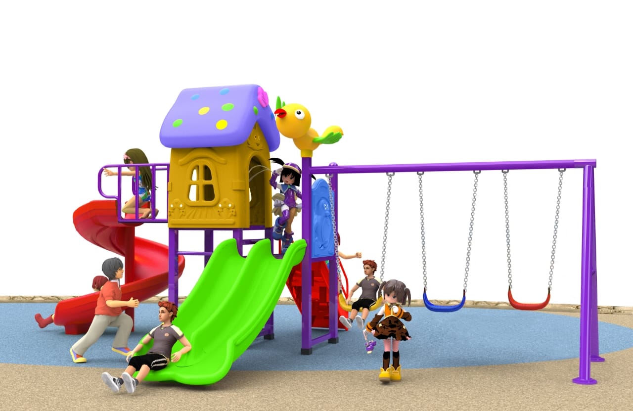 Outdoor Kids Playset with 3 Slides & 3 Swings – Safe, Colorful & Perfect for Backyard Fun – Size 480x285x260 cm - Image 3