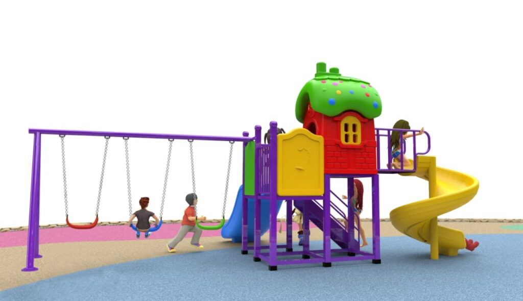 Vibrant Outdoor Kids Playset with 3 Slides & 3 Swings – Easy Assembly & Durable Design – Size 480x285x260 cm