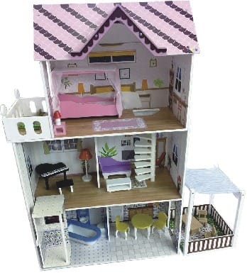 Wooden Dollhouse for Girls - 110×33×120 cm