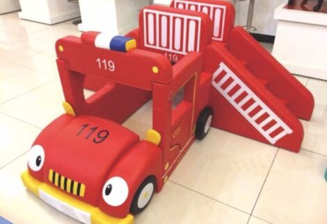 Fire Engine Playhouse with Double Slide - Indoor Soft Play Toy