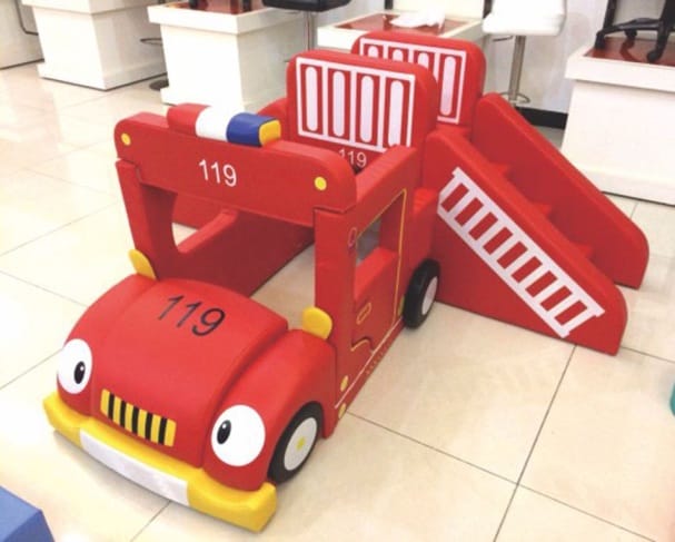 Fire Engine Playhouse with Double Slide - Indoor Soft Play Toy
