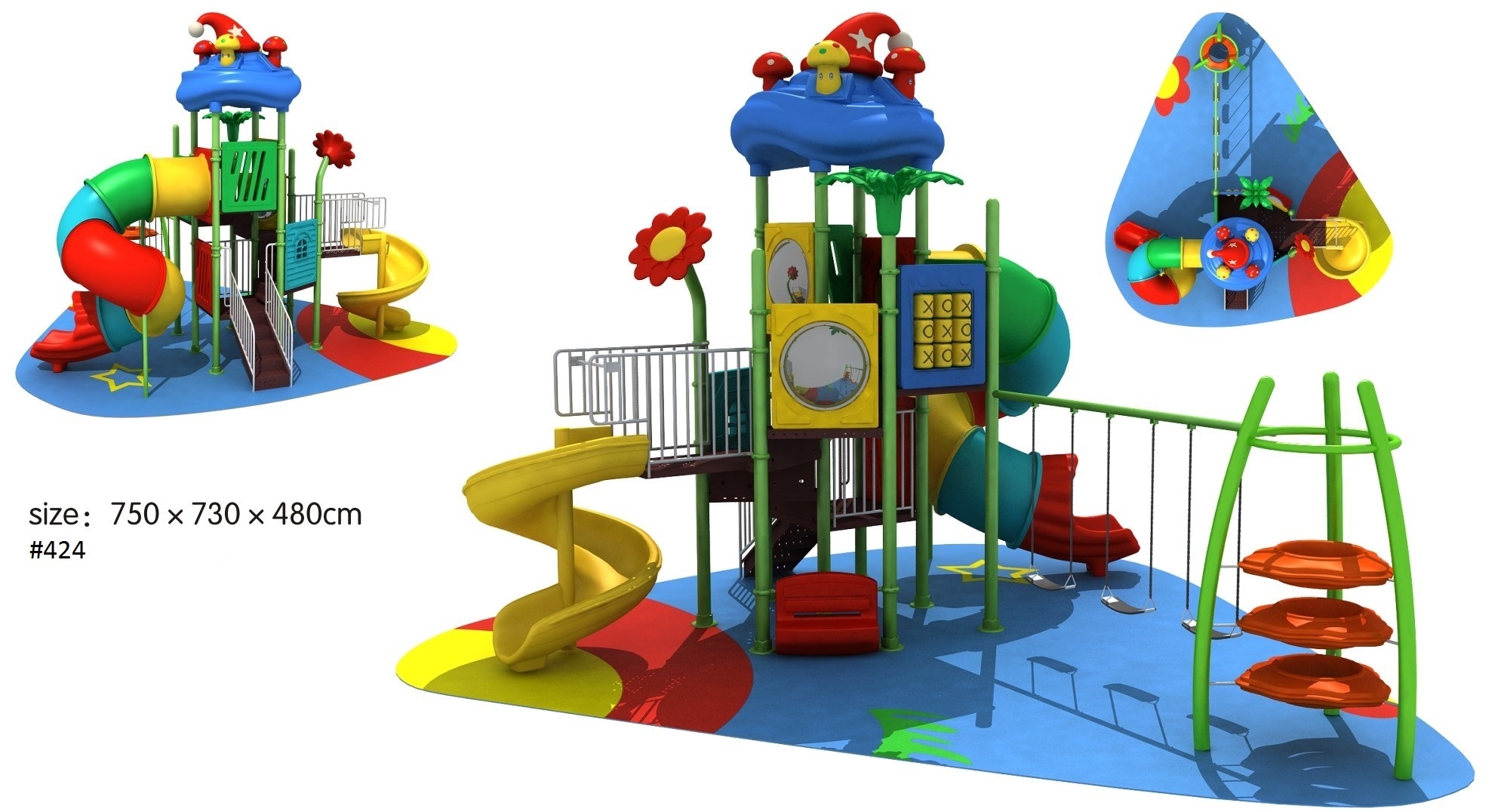Outdoor Heavy Duty Playground Set – 2 Slides – Size: 950x500x500 cm
