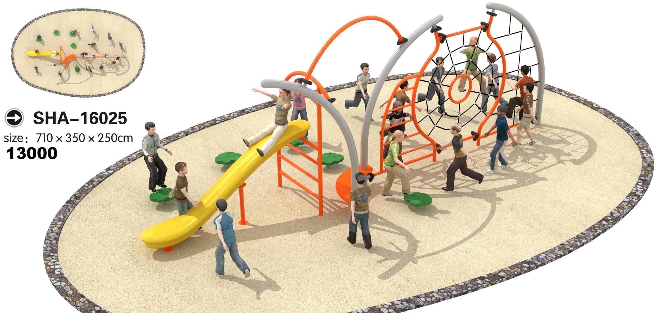 Outdoor Climbing Wall Set – Multi-User Jungle Gym – Size: 710×350×250 cm