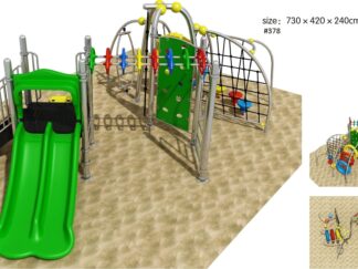 Outdoor Heavy Duty Playground Set – Double Slide with Climbing Frame – Size: 730x420x240 cm