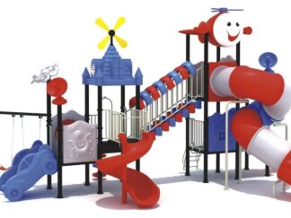 Outdoor Heavy Duty Playground Set – 2 Slides & 3 Swings – Size: 630x415x410 cm