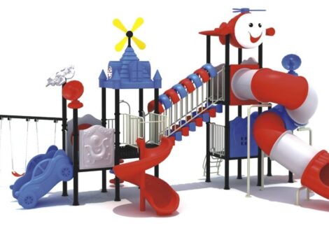 Outdoor Heavy Duty Playground Set – 2 Slides & 3 Swings – Size: 630x415x410 cm