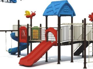 Big Outdoor Heavy Duty Playground Set for Kids – 4 Slides, 2 Swings & 3 Climbing Nets – Size: 1250x910x400 cm