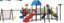 BIG OUTDOOR HEAVY DUTY PLAYGROUND SET FOR KIDS, 4 SLIDES, 2 SWINGS. AND 3 CLIMPING NET SIZE;1250X910X400CM