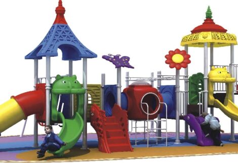Outdoor Heavy Duty Playground Set – 4 Slides, 3 Swings & Monkey Bar – Size: 1070x670x400 cm