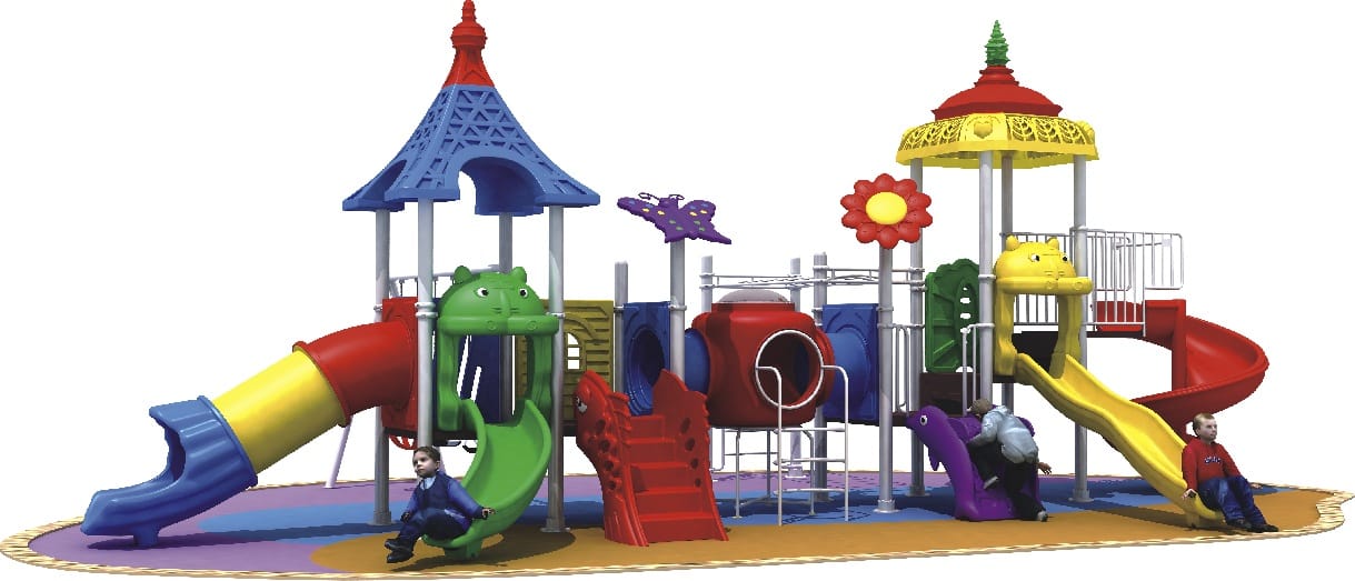 Outdoor Heavy Duty Playground Set – 4 Slides, 3 Swings & Monkey Bar – Size: 1070x670x400 cm