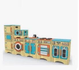 Wooden Kitchen Playset for Kids - 200×35×90 cm
