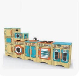 Wooden Kitchen Playset for Kids - 200×35×90 cm