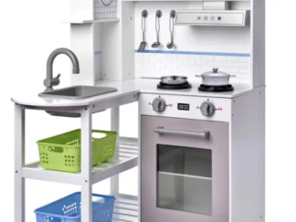 Wooden Kitchen (White) with Light & Sound - 64×69×100 cm