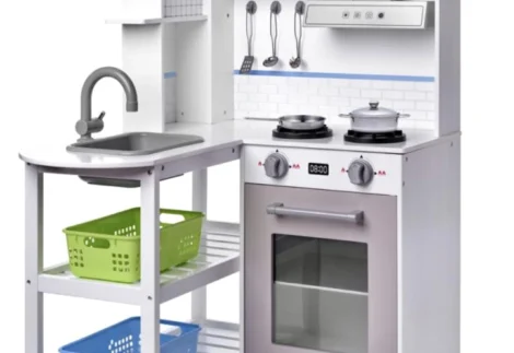 Wooden Kitchen (White) with Light & Sound - 64×69×100 cm