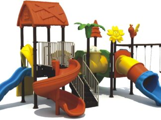 Outdoor Heavy Duty Playground Set for Kids – 3 Slides & 3 Swings – Size: 970x530x390 cm
