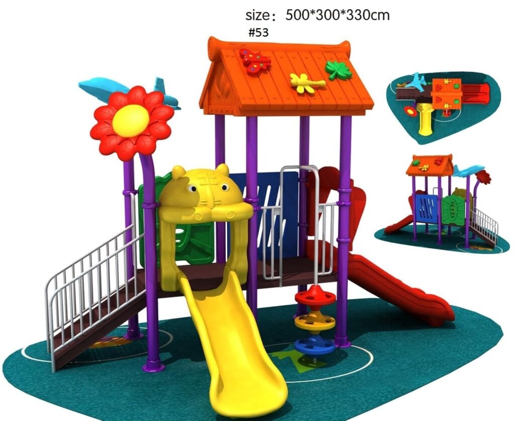 Outdoor Heavy Duty Playground Set for Kids – 2 Slides – Size: 500x300x330 cm