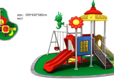Outdoor Heavy Duty Playground Set for Kids – 3 Slides & 3 Swings – Size: 590x430x380 cm