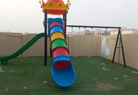 Outdoor Heavy Duty Playground Set for Kids – 2 Slides & 3 Swings – Size: 780x740x485 cm