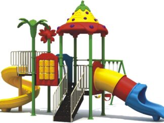 Outdoor Heavy Duty Playground Set for Kids – 2 Slides & 3 Swings – Size: 680x520x405 cm